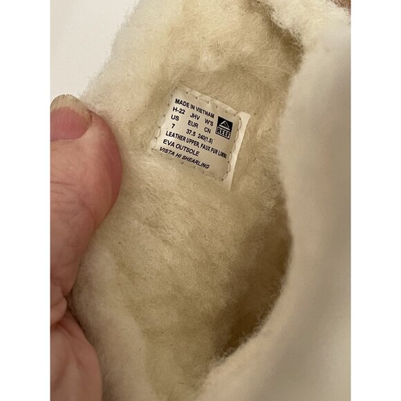 Rare REEF Vista Hi Shearling Womens 7 Leather Sandal Hook & Loop Footbed NEW - Picture 10 of 10